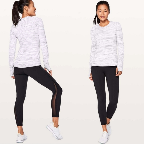 Lululemon Runderful Long Sleeve Space Dye Camo White Silver Spoon 10 - Picture 9 of 9